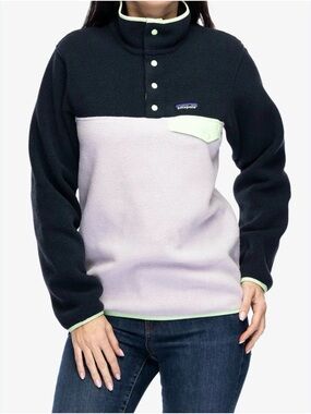 Patagonia Synchilla W sz S - Black & Light mauve with Lime Trim